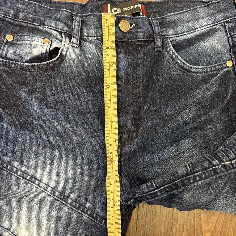 Akademiks Moto Biker Shorts Boys Size 16 Blue Denim Distressed Detail Streetwear